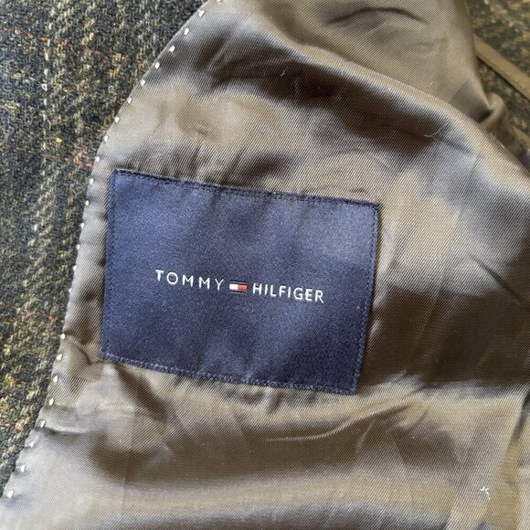 Tommy Hilfiger 40R Brown Sport Coat Blazer Jacket Check 100% Wool Made In Haiti - Picture 10 of 16
